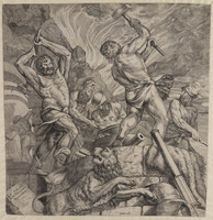 TvB G 0612
<br/>
Cyclopen smeden de wapens van Brescia
<br/>
<em>Cort, Cornelis (1533-1578)</em>